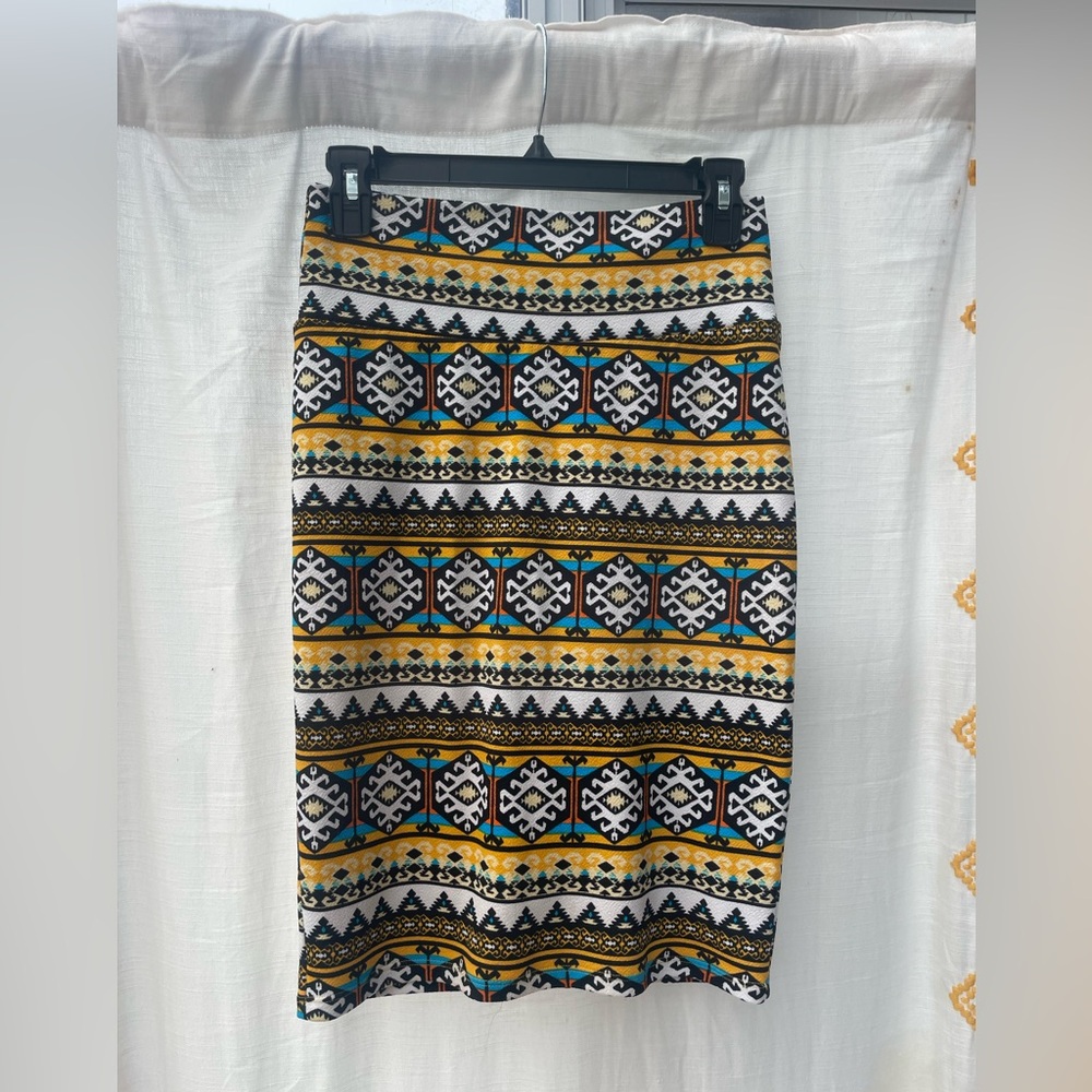 LulaRoe Tribal Print Yellow and Black Women's Skirt